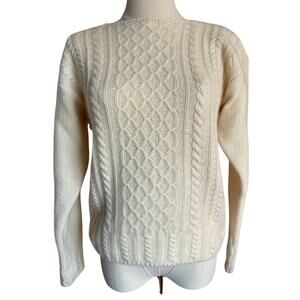 Brooks Brothers Medium Lambswool Angora Blend Preppy Cable Fisherman Sweater